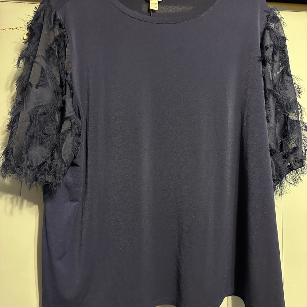 Cato Blue Boxy Ruffled Blouse